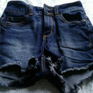 Dark wash high rise Jean shorts